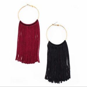 BLACK Tassel Hoop Earrings!